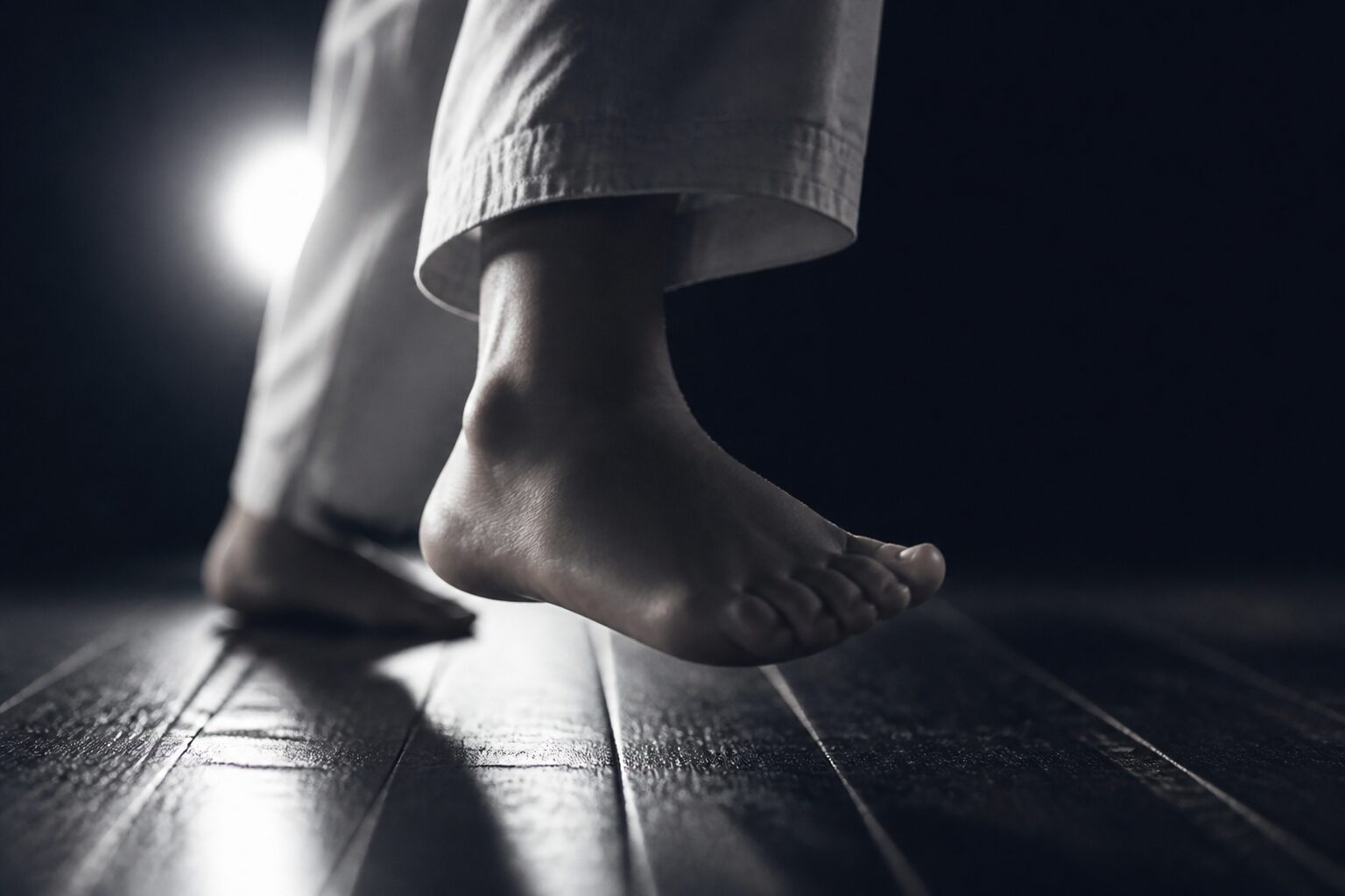 A first stance on the dojang floor
